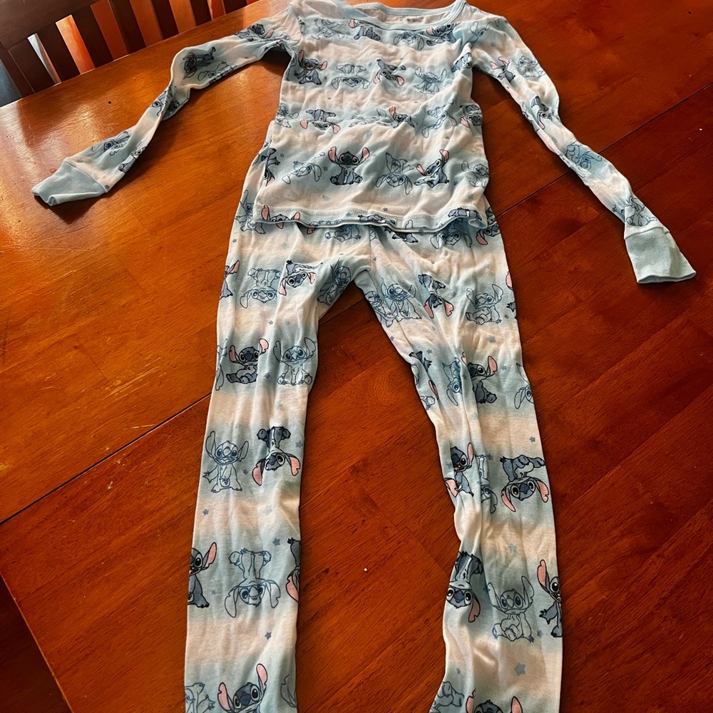 Blue and White Cartoon Print Pajama Set